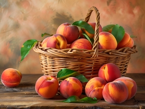 一篮子新鲜有机油桃摄影图片